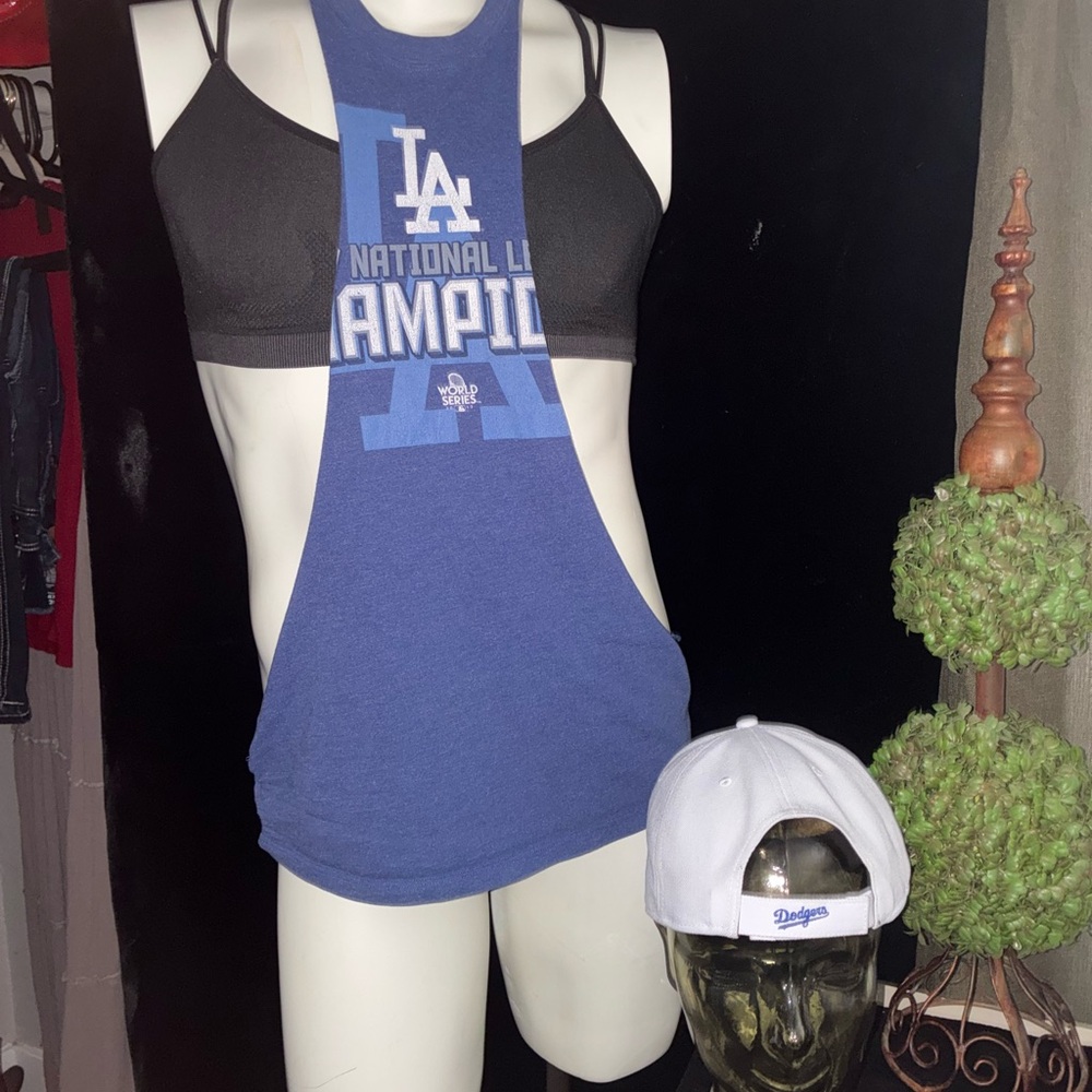 Blue Muscle Tee with Graphic Print